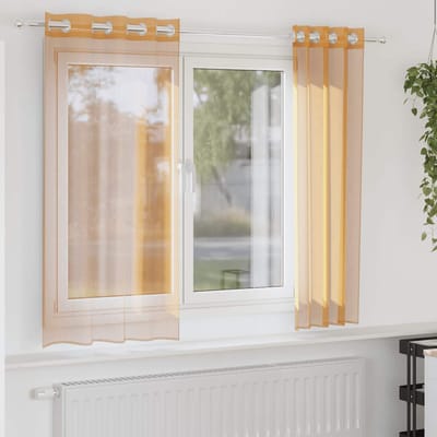 vidaXL Gordijnen voile met doorvoertules 2 st 140x140 cm oranje