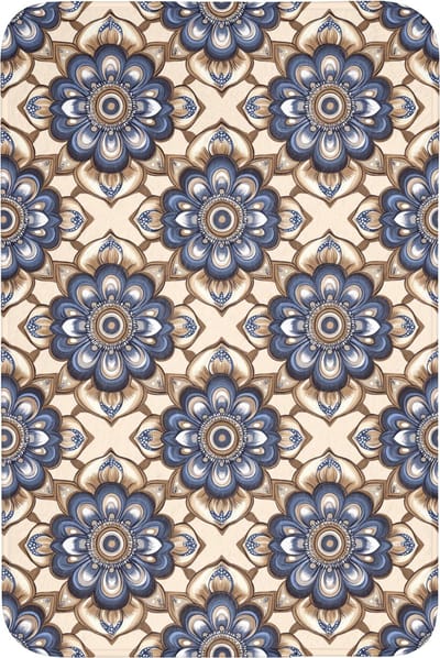 Badmat 60x90 cm - Antislip - Floraal - Ornament - Blauw - Badmatten voor badkamer - Badkamermat - Douchemat - Badkamer mat