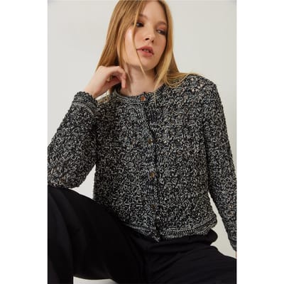 Gestructureerde Crop Cardigan met Knopen sluiting