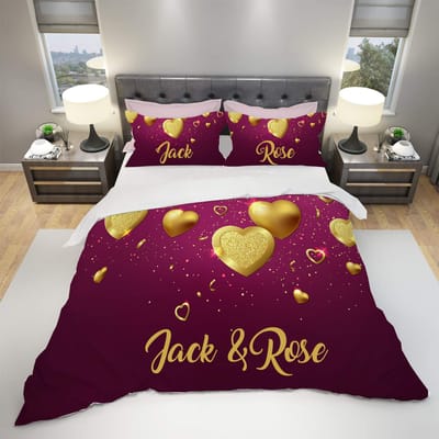 Custom Naam Geliefde Beddengoed Set, Koppel Dekbedovertrek Kamer Decoratie, Romantisch Cadeau Dekbedovertrek Gepersonaliseerde Dekbedovertrek Kussensloop AU Double(180x210cm)