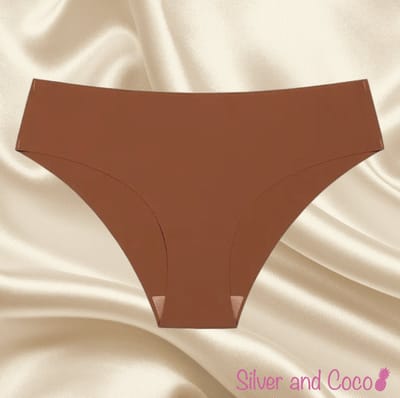 SilverAndCoco® - Naadloze Onderbroek / Seamless Broekje Dames / Zacht Brazilian Slipje / Naadloos Stretch Ondergoed Vrouw / Hipster Dames Lingerie Broekje Slip - Bruin Small