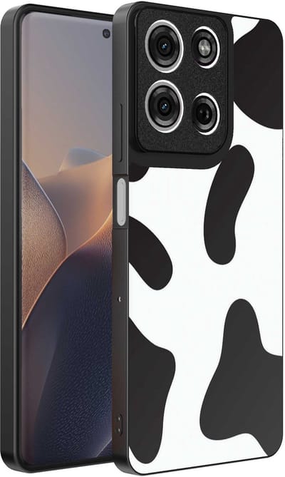 Geschikt voor Motorola Edge 60 Pro Telefoonhoesje met Koeienvlekken Opdruk - TPU Backcover Case With Cow Patches Design - Smartphonica geschikt voor Motorola Edge 60 Pro
