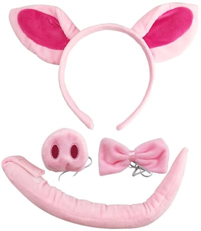 Dailygoods- Varkenskostuum Schattig Ontwerp - Verkleedset Meisje - Varkensaccessoires - Pluche Haarband - Verstelbaar - Ideaal voor Feesten
