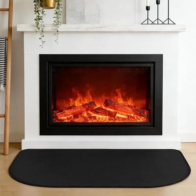 Haardmat - Vloerbeschermer - Vloeren beschermen - Hittebestendig glasvezel - 50 x 80 cm - Zwart