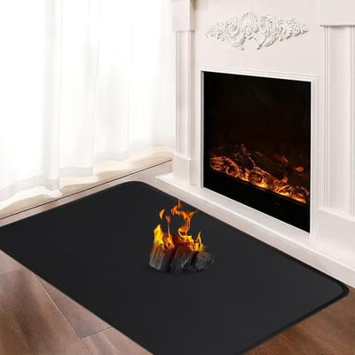 Vuurvaste onderlegger - Vonkbeschermer mat - Vloer beschermen - Drielaags materiaal - 60 x 40 cm - Zwart