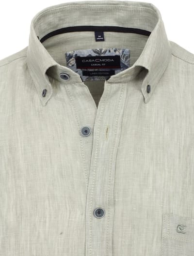 Casa Moda Groen Linnen Overhemd Button Down Boord - L