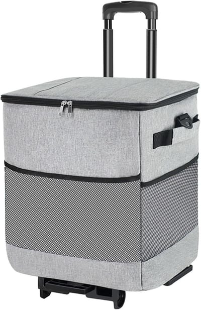 Opvouwbare koelbox - Draagbare geïsoleerde box - Picknicken en reizen - Met uitschuifbare bodemplaat - 40 liter - Grijs