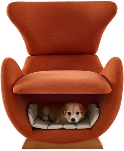 Loungestoel met huisdierenhol - Woonkamerfauteuil met kattenruimte - Krabvaste bekleding - Schuimvulling – 66 x 69 x 76 cm – Baksteenrood