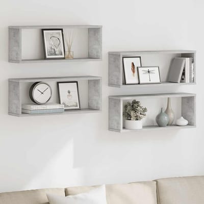 vidaXL - Wandschappen - kubus - 4 - st - 60x15x23 - cm - bewerkt - hout - betongrijs