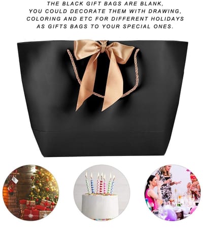 Dailygoods- Cadeauzakje 10 Stuks - Papieren Geschenkzakjes - Zwart/Goud - Diverse Afmetingen - Cosmetische Verpakking - Lichtgewicht - Geschenkzak