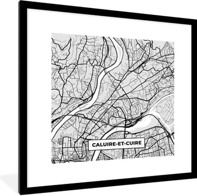 Fotolijst incl. Poster - Kaart - Stadskaart - Frankrijk - Caluire-et-Cuire - Plattegrond - 40x40 cm - Posterlijst