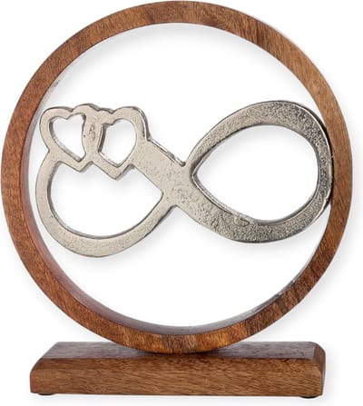 Gilde Handwerk - Beeld - Oneindige Liefde - 26x24x5 cm - Mangohout - Aluminium