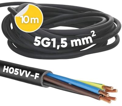 5-aderige H05VV-F Slangkabel 5 x 1,5 mm² – Flexibele Stroomkabel voor Binnengebruik