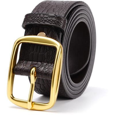 Heren Echte Lederen Riem Krokodillenpatroon Koeienhuid Gesp Casual Lederen Riem Koeienhuid Mannen Middelbare Leeftijd en Jong Zakelijk Veelzijdige Riem Mannen 115cm black