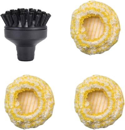 Stoomreiniger Accessoires - Ronde Borstel Dweil - Vloeren Ramen Reinigen - Ultrafijne Vezel Absorptie - 1x Grote Borstel 3x Doek