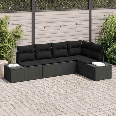 vidaXL Tuin Sofa Set 5 st Zwart poly rattan