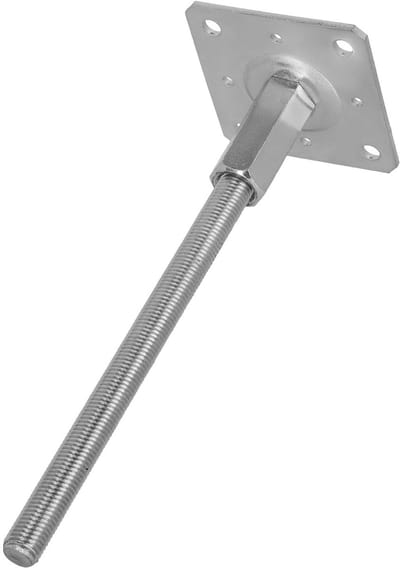 KOTARBAU® Paalhouder Verstelbaar 110x110 mm - Paalsteun - Paalvoet M20x330 mm Verstelbare Paalvoet - Paaldrager met Schroefdraad - Gegalvaniseerde Paalhouder - Zilver