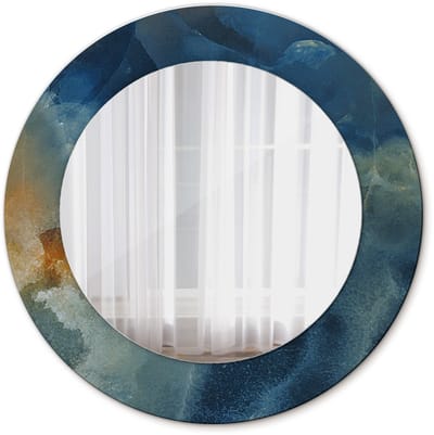 Tulup Spiegel - Ronde vorm Spiegel - op gehard Glas - Onyx marmer - Diameter: 50 cm - Blauwe - Inloopkastspiegel – Badkamerspiegel - Toiletspiegel - Decoratieve spiegel - Tijdloos Spiegel - Minimalistische Spiegel - Ronde vorm
