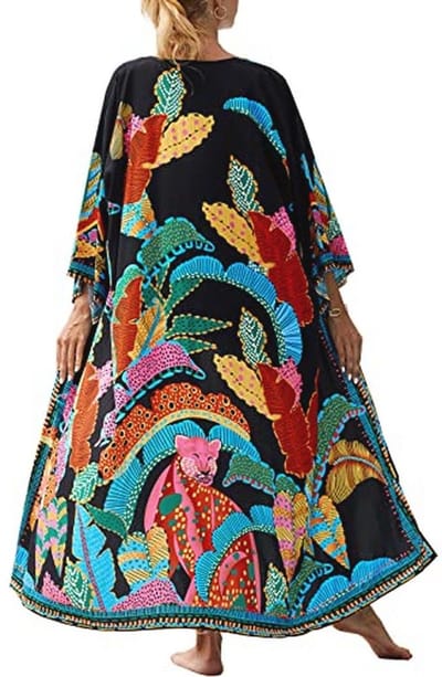 Bohemian maxi-jurk voor dames, lange kimono strandbedekking, eenheidsmaat