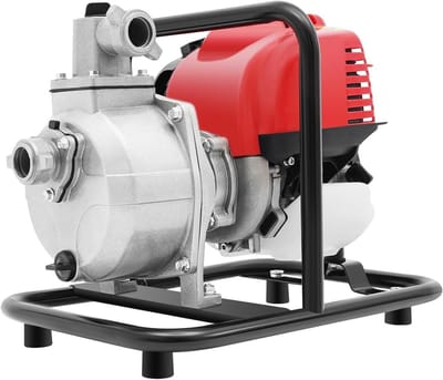 Waterpomp Benzinemotor - Vuilwaterpomp Hogedruk - Tuin Irrigatie Drainage - Viertakt Motor - 30 Meter Opvoerhoogte - Zilver Rood Zwart