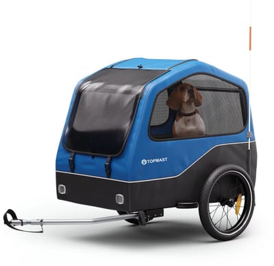 TOPMAST Maxi Gold - Fietsaanhanger voor honden- 334 Liter - Fietskar voor honden - - 334 Liter - Max. 40 kg - Inklapbaar - Blauw - Laatste stuks!