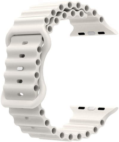 Siliconen bandje - geschikt voor Apple Watch series 1/2/3/4/5/6/7/8/9/10/11/ SE (1,2,3) / Ultra (1,2,3) met maat 44 mm / 45 mm / 46 mm / 49 mm - gebroken wit