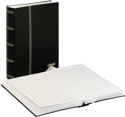 Lindner 1163 Postzegelalbum - Zwart - Extra groot formaat 64 witte blz. - Luxe - postzegels - insteekalbum - stock - stockboek