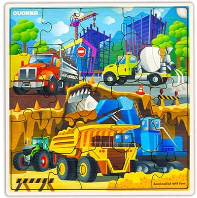 Houten Speelgoedpuzzel - 28-Delige Montessori Puzzel Voor Kinderen Van 3 Tot 7 Jaar - Leuke Transport Motieven