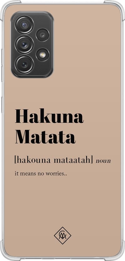 Casimoda® hoesje - Geschikt voor Samsung Galaxy A52 5G - Hakuna Matata - Shockproof case - Extra sterk - TPU/polycarbonaat - Bruin/beige, Transparant