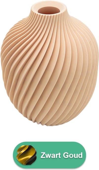 Nova moderne vaas – Decoratieve vaas - Zwart / Goud - 3d geprinte vaas – geschikt voor droogbloemen - 20CM
