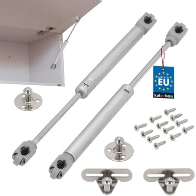 KOTARBAU® 2 Stuks Gasdrukveer, Meubelgasveer, Staal Kunststof, 267 mm, Zilver, 60 N, Gasdrukdemper, Gasdrukveren, voor Meubels, Gasveer Keukenkast, Gasdrukdempers voor Deuren
