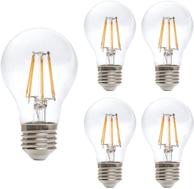 Kobi LED Filamentlamp E27 7W - 806lm - 3000K - 360° - 230V - Standaardvorm - Voor Woonkamer, Hanglamp of Plafondlamp - 5 stuks