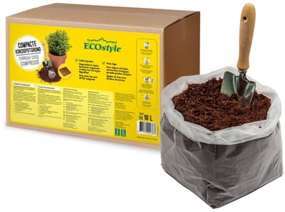 ECOstyle Kokos Compacte Potgrond 50L - Samengeperste Universele Potgrond - Zonder Turf - Bevat Organische Voeding Voor 60 Dagen - 5x10L