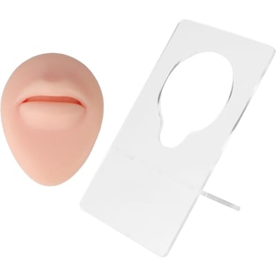 Siliconen Lip Model 3D Hoge Simulatie Levensgetrouw Elastisch Lip Piercing Tattoo Oefening Nep Lip Model voor Training Licht beige