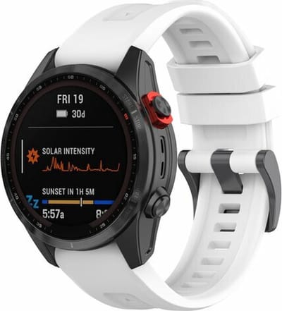 By Qubix - Geschikt voor Garmin bandje - 22mm Quickfit - Siliconen sportbandje - Wit - Geschikt voor Garmin Approach S60 & S62 / Instinct / Instinct 2 (Solar)