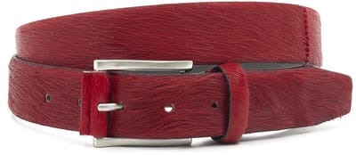 Herenriem rood - Leer (hairon) jeans riem 3,5cm met zilveren gesp - Leer (Hairon) - Jeans riem - Sportief - Maat 110