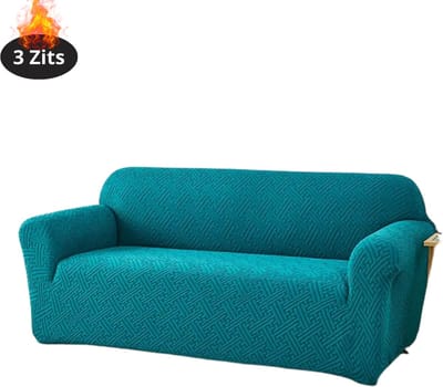 Livano Bankhoes - Bankbeschermer - Stretch - Sofa Cover - Effen - Turqoise - 3 Zits