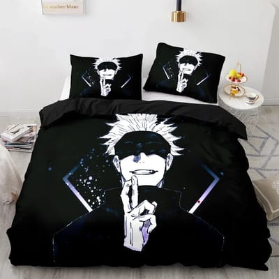 Anime Jujutsu Kaisen Satoru Gojo Ensemble de literie Garçons Filles Taille Twin Queen Housse de couette Taie d'oreiller Lit Enfants Adulte Textile de maison 70x133cm 2pcs
