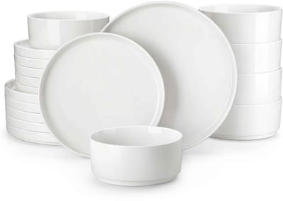 Casa Living Serviesset - 16-Delig Porselein - Volledig Wit - Servies voor 4 Personen - Krasbestendig en Vaatwasserbestendig