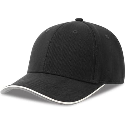 Atlantis Headwear Pilot Piping Sandwich-S Cap AT698 - Black - One size