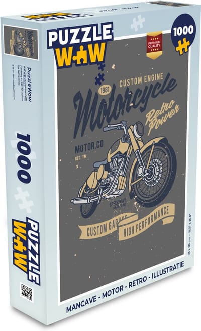 Puzzel Mancave - Motor - Retro - Illustratie - Legpuzzel - Puzzel 1000 stukjes volwassenen