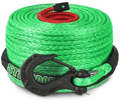 3/8" x 100ft Synthetische Lier Touw - Dyneema Kabel met Haak en Mouwbescherming voor Auto Tow Recovery