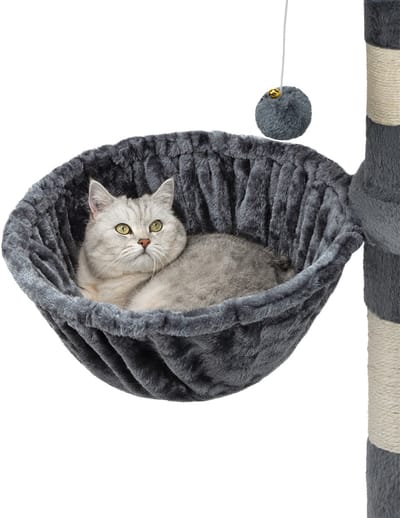 lionto Katten ligmand set, 2x krabpaal mand Ø40 cm M8 25 cm grijs