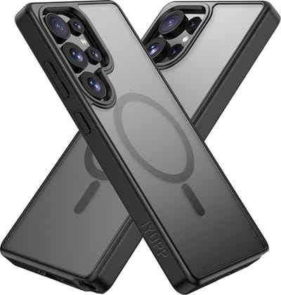 IYUPP Hoesje Geschikt voor Samsung Galaxy S25 Ultra Hoesje - Geschikt voor MagSafe - Shockproof Back Cover - Mat Zwart Transparant