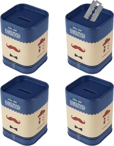 Veiligheidscontainer voor gebruikte scheermesjes - 4-pack, afneembare en grote capaciteit voor veilige opslag van scheermesbladen, ideaal voor scheeraccessoires