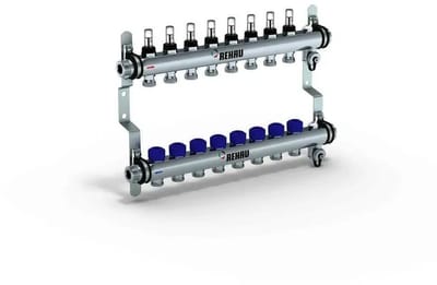 REHAU Verdeler HKV-D Easyflow roestvast staal 8 groepen, met doorstroomindicator min/max, 13831801200