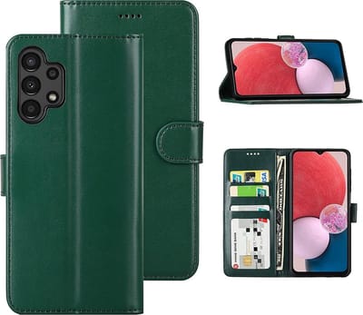 LuxeBass Hoesje geschikt voor Samsung Galaxy A13 4G - Boekhoesje - Groen - Portemonneehoesje gsm hoesje - telefoonhoes - telefoonhoesjes