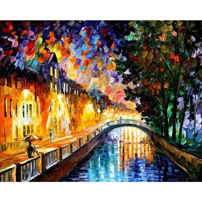 Ensembles de diamants ronds en cristal, point de croix,  belle nuit de peinture à l'huile , broderie de diamant 20X30CM orange