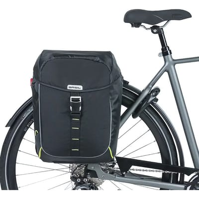 Basil Miles dubbele fietstas MIK, 34L, black lime - waterdicht - extra reflecterende delen