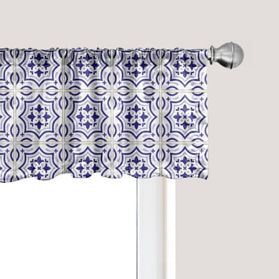 ABAKUHAUS Marineblauwe raamvalance, gordijnvalance voor keuken en slaapkamer met tunnelzoom, 137 cm x 45 cm, violetblauw blauwgrijs